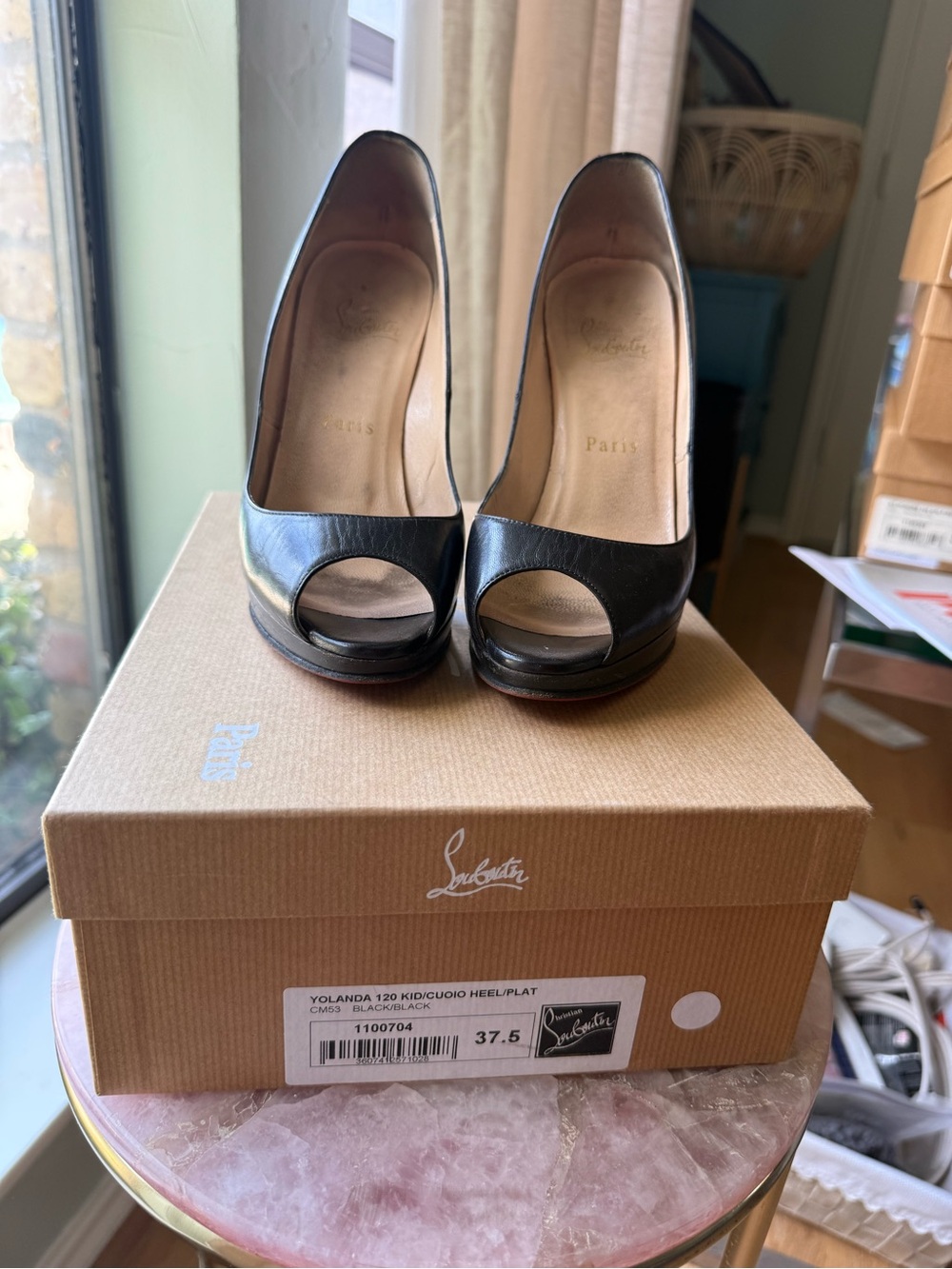 Black Peep-Toe Women's Pumps Christian Louboutain - Picture 4 of 4
